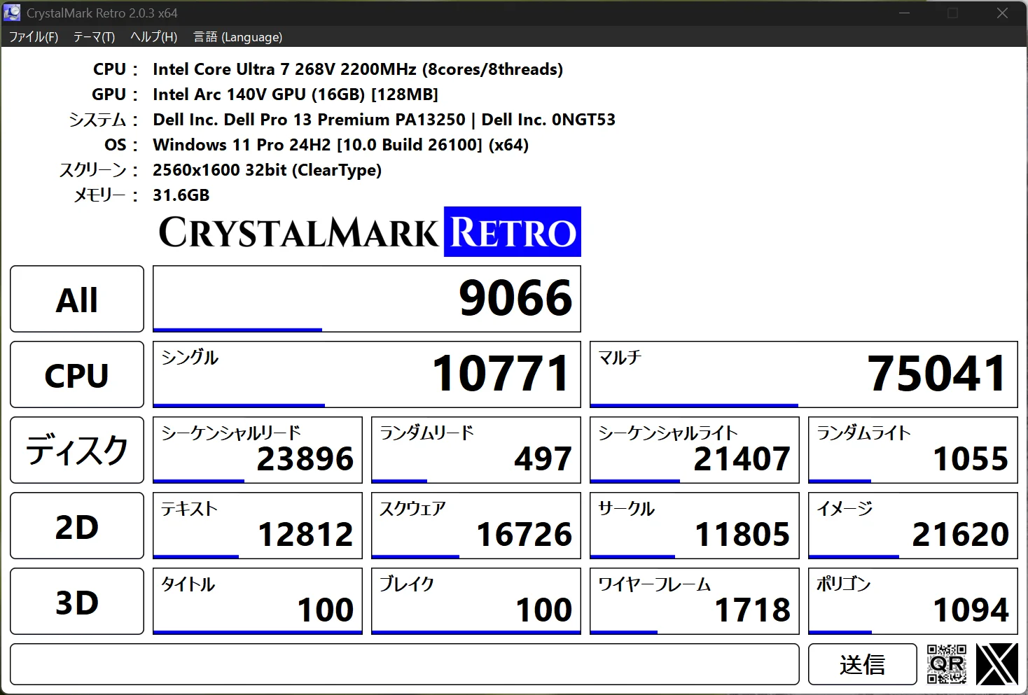 Dell Pro 13 Premium ベンチマーク Crystal Mark Retro